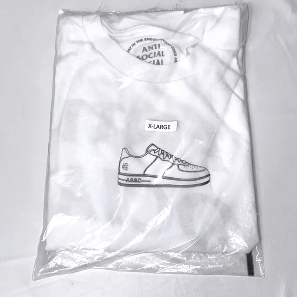 Anti Social Social Club Sneaker Tee Airforce White Size X-Large 100% Authentic - Picture 1 of 4